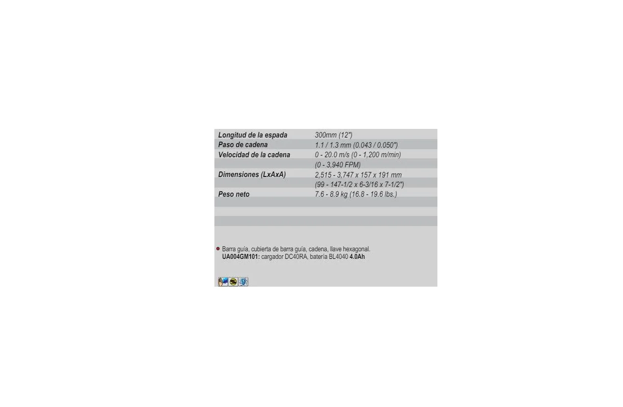 PODADOR ALTURA MAKITA UA004GM101 12" 40V TELESC+1B 4.0AH+C-2