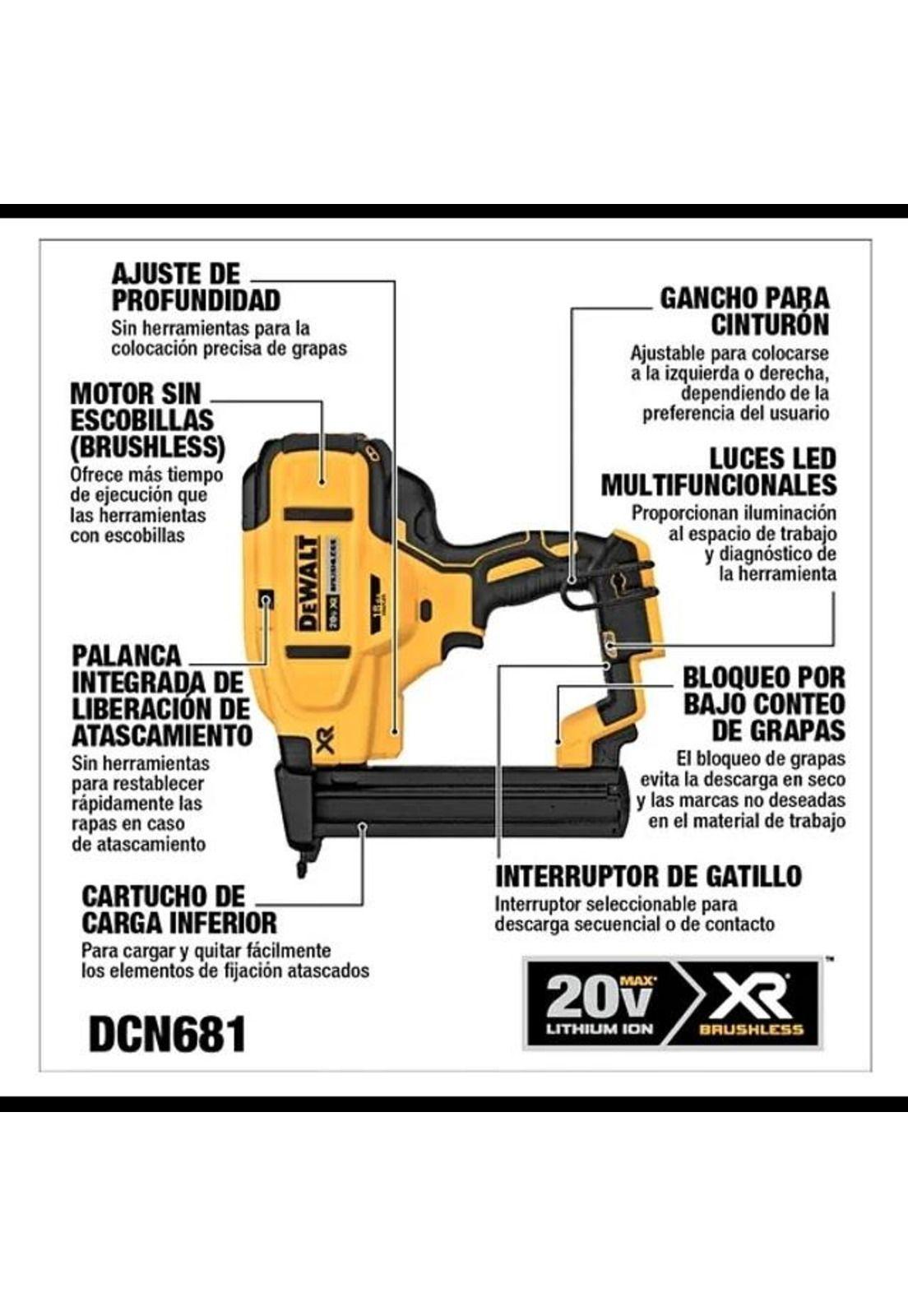 CLAVADORA DEWALT 1 1/4 A 1 1/2 20V BRUSHLES DCN681 NO INCLUYE BATERIA NI CARGADOR-4
