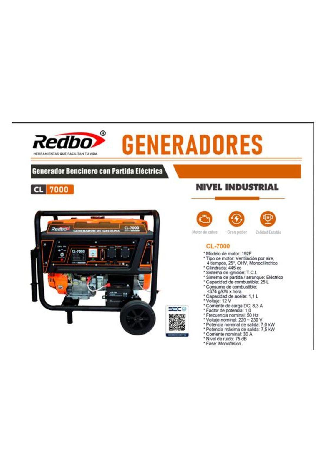 GENERADOR REDBO 7000W PARTIDA ELECT. CL-7000-2