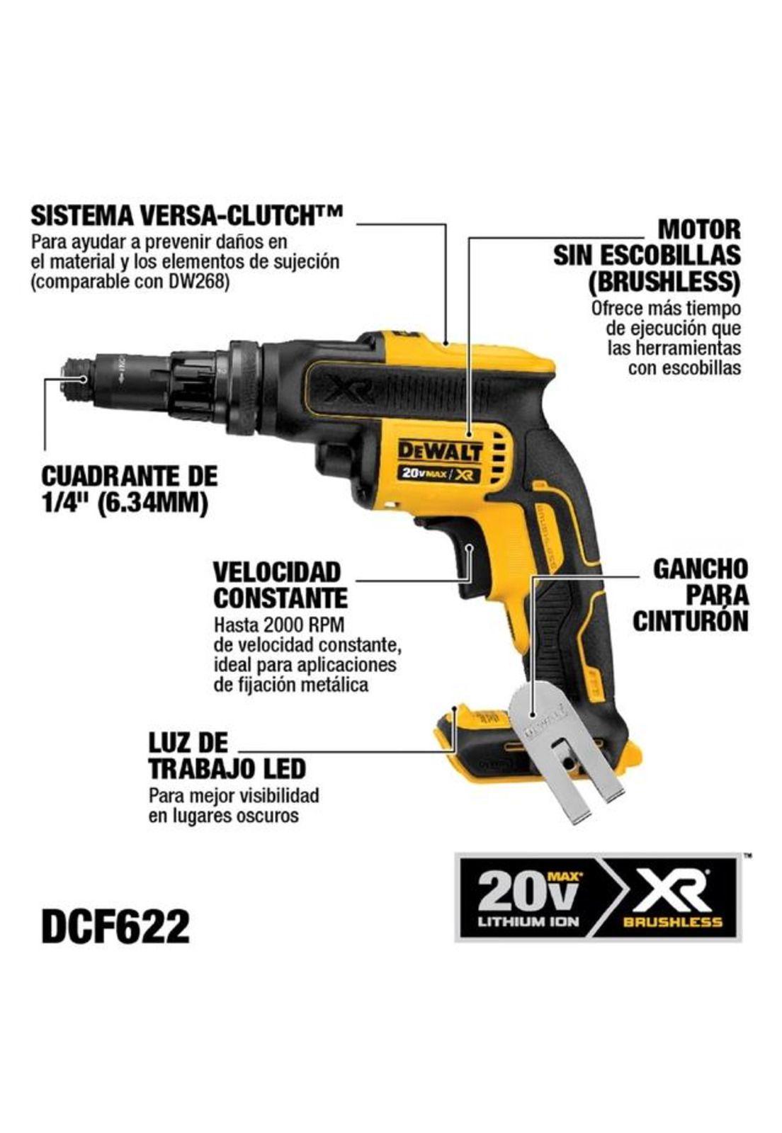 Atornillador Dewalt DCF622B Alto Torque 20V MAX XR Sin Carg Ni Bat-4