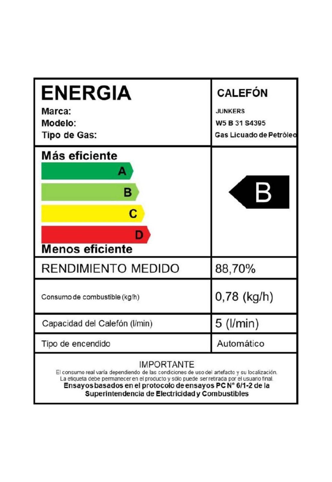 CALEFON JUNKERS GL 5 LT. IONIZADO HYDROBASE 1500-5