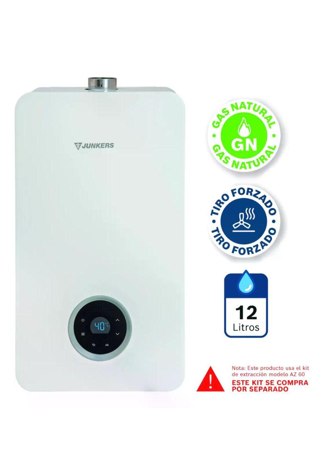 CALEFON JUNKER GAS NATURAL 12 LITROS TIRO FORZADO WTDE12-KME 23-3