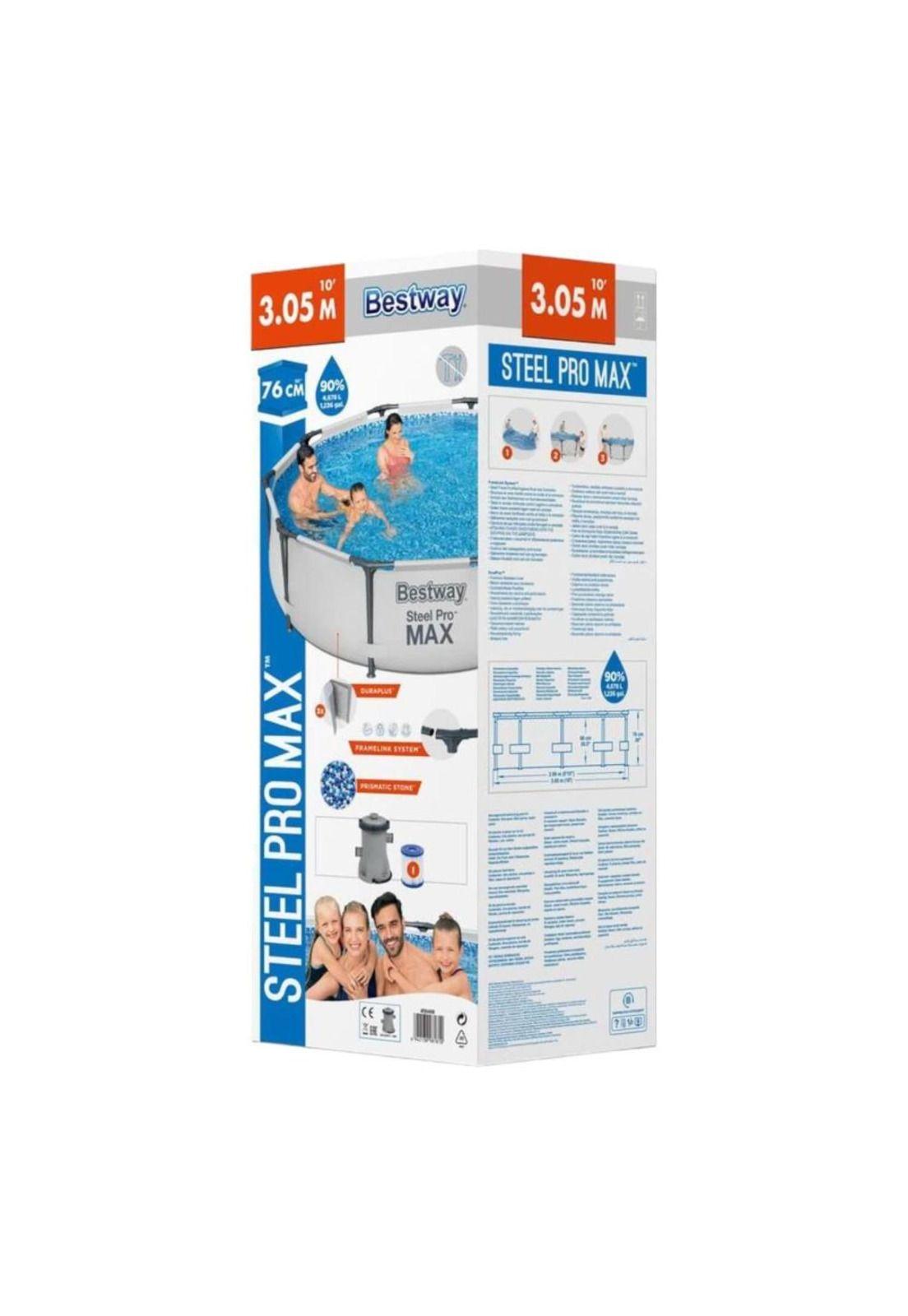 SET PISCINA BESTWAY REDONDA STEEL PRO MAX CON FILTRO 3.05MX76CM-3