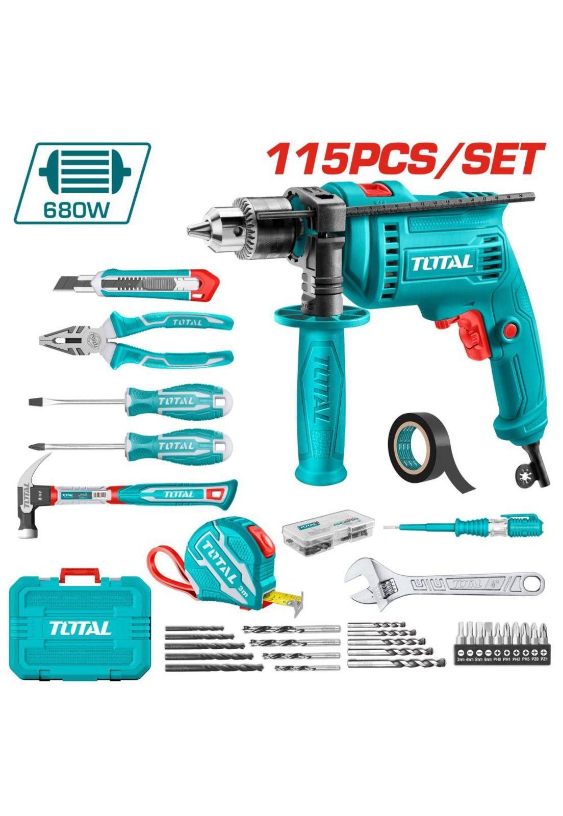 Taladro Percutor Total Thkthp1152 680w+115pzas-1