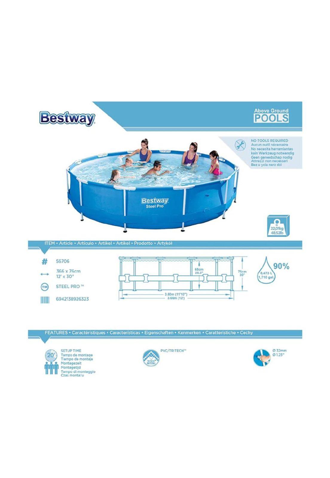 PISCINA BESTWAY REDONDA STEEL PRO 3.66M X 76CM-3
