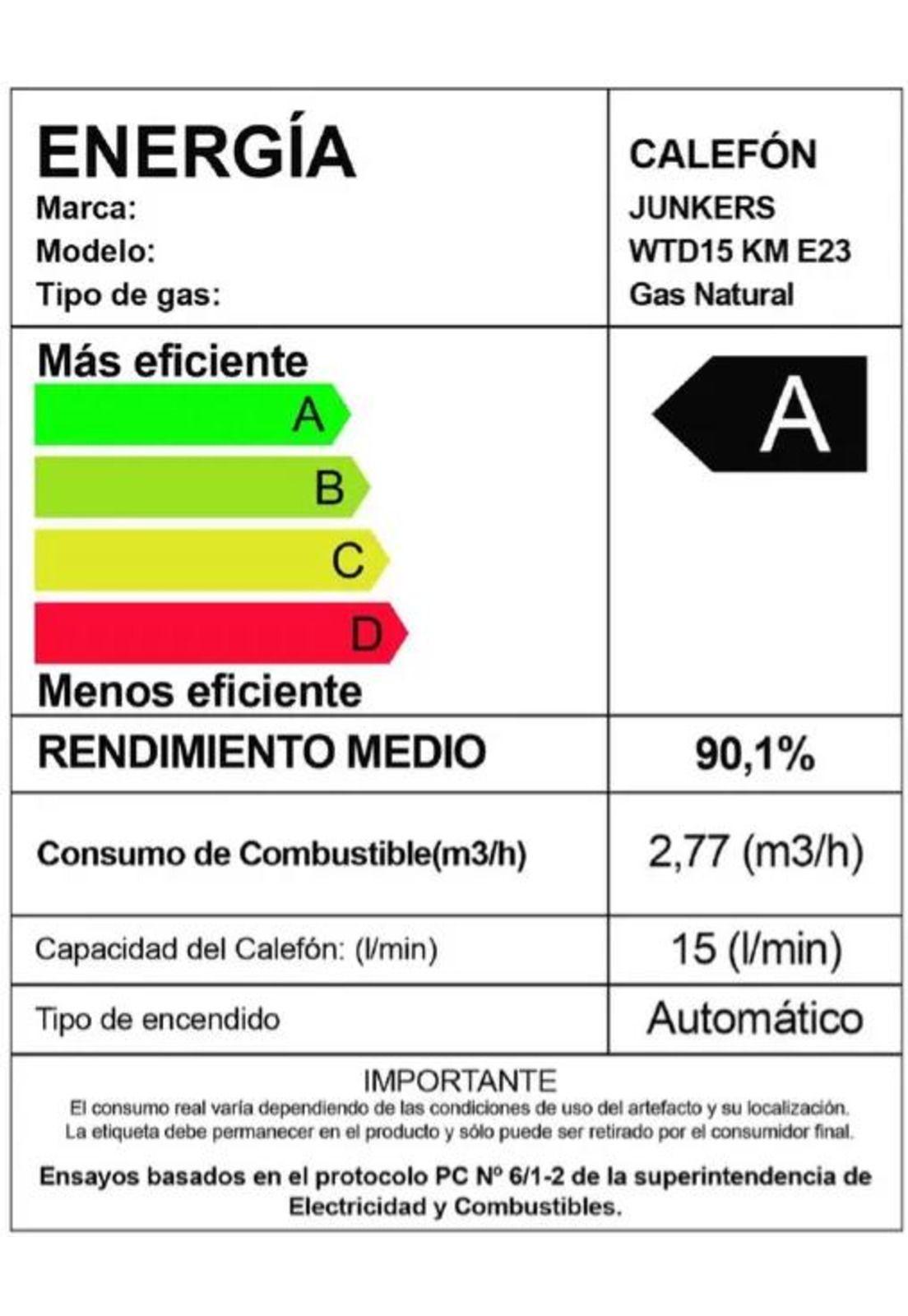 CALEFON JUNKER WTD15-KME 23 GAS NATURAL 15L. TIRO FORZ.-4