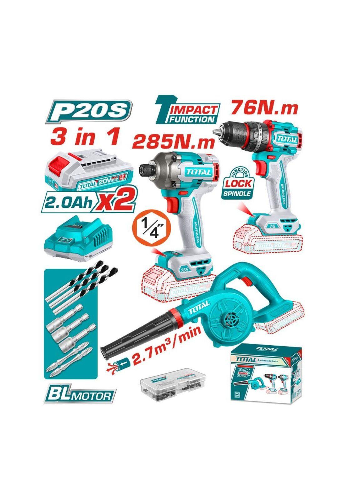 COMBO TOTAL TALADRO PER+ATORNI IMP+SOPLADOR+2B+C+ACCS TOSLI250182-1