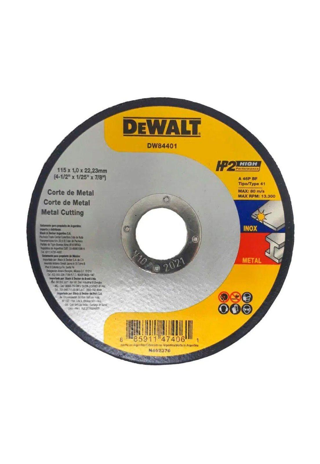 PACK 25 DISCOS CORTE DEWALT 4 1/2 X1.0 AI- DW84401-0