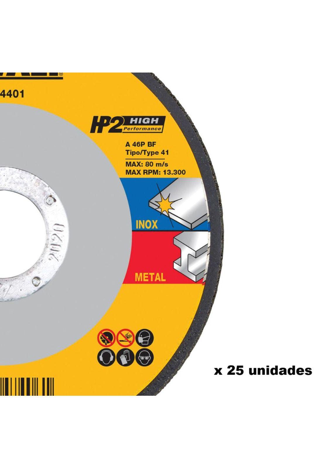 PACK 25 DISCOS CORTE DEWALT 4 1/2 X1.0 AI- DW84401-2