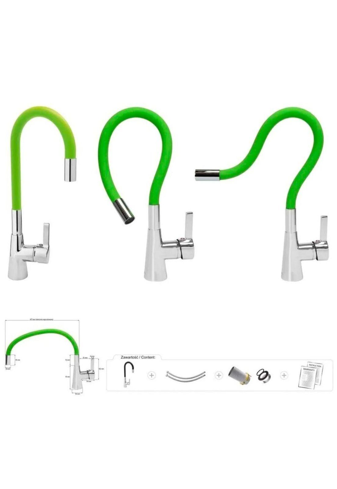 LLAVE MONOMANDO TAUMM LAVAPLATO CUELLO FLEXIBLE VERDE-2