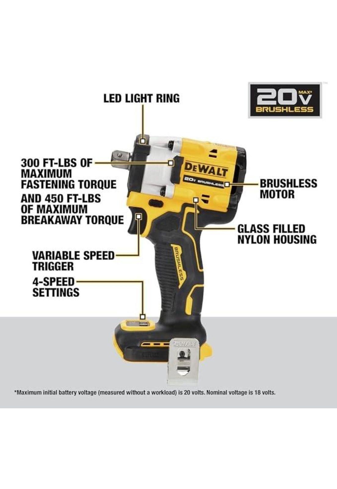LLAVE IMPACTO DEWALT ATOMIC 20V MAX 1/2 DCF922B-B3-4