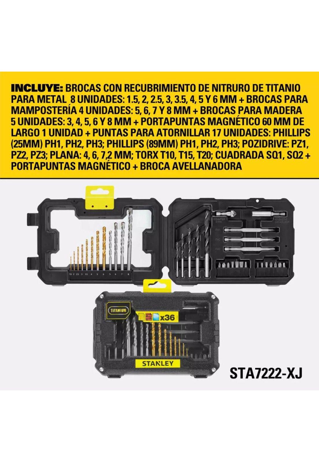 SET 36 PZAS PERFORAR Y ATORNILLAR STANLEY STA7222-XJ-4