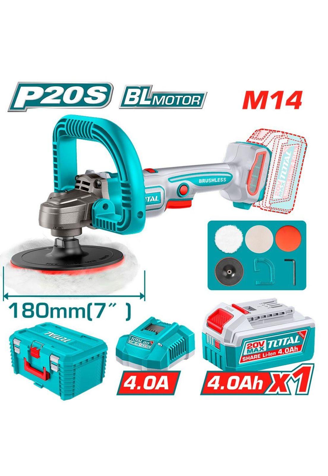 PULIDORA ANGULAR TOTAL 20V 7" 1B 4A+C TAPLI20188-2