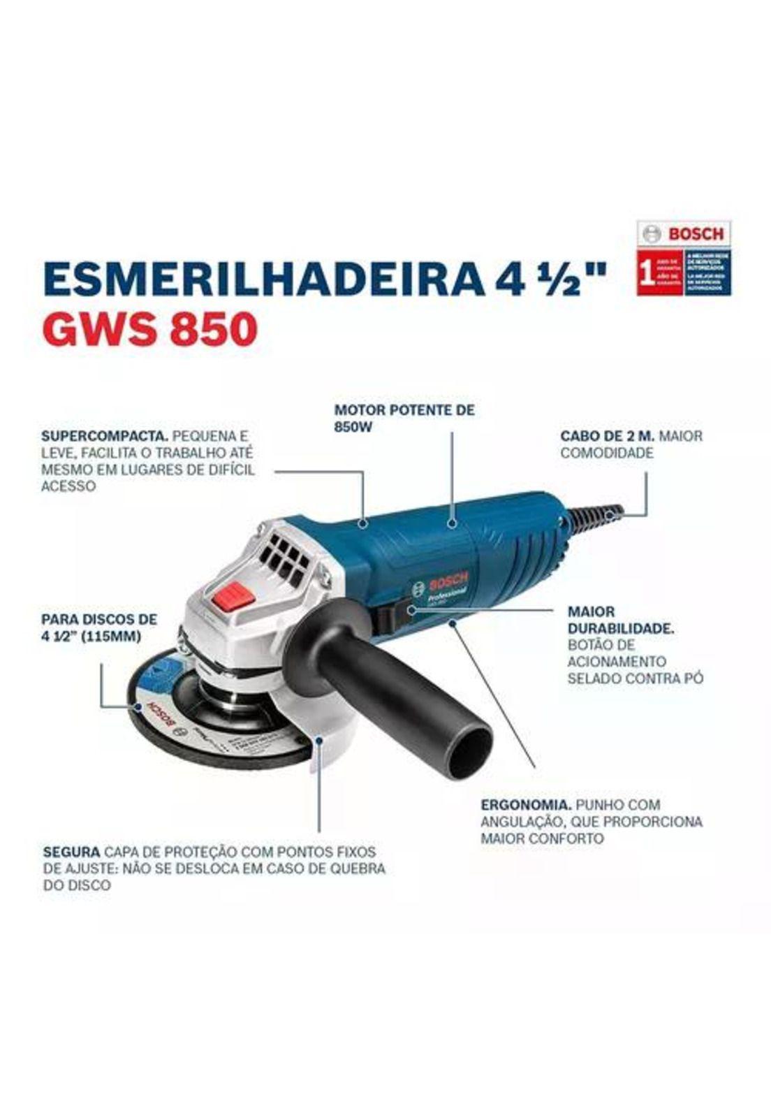Esmeril Angular Bosch Gws 850 - 850w + Alicate-2