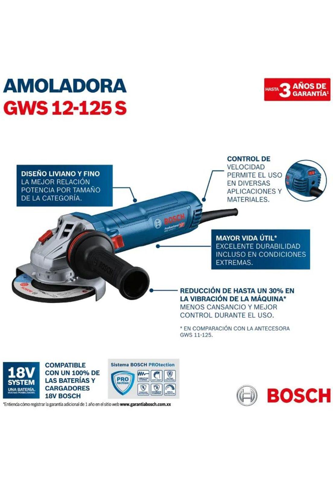 ESMERIL ANGULAR BOSCH 5" GWS 12-125 S PROF 1200W-4