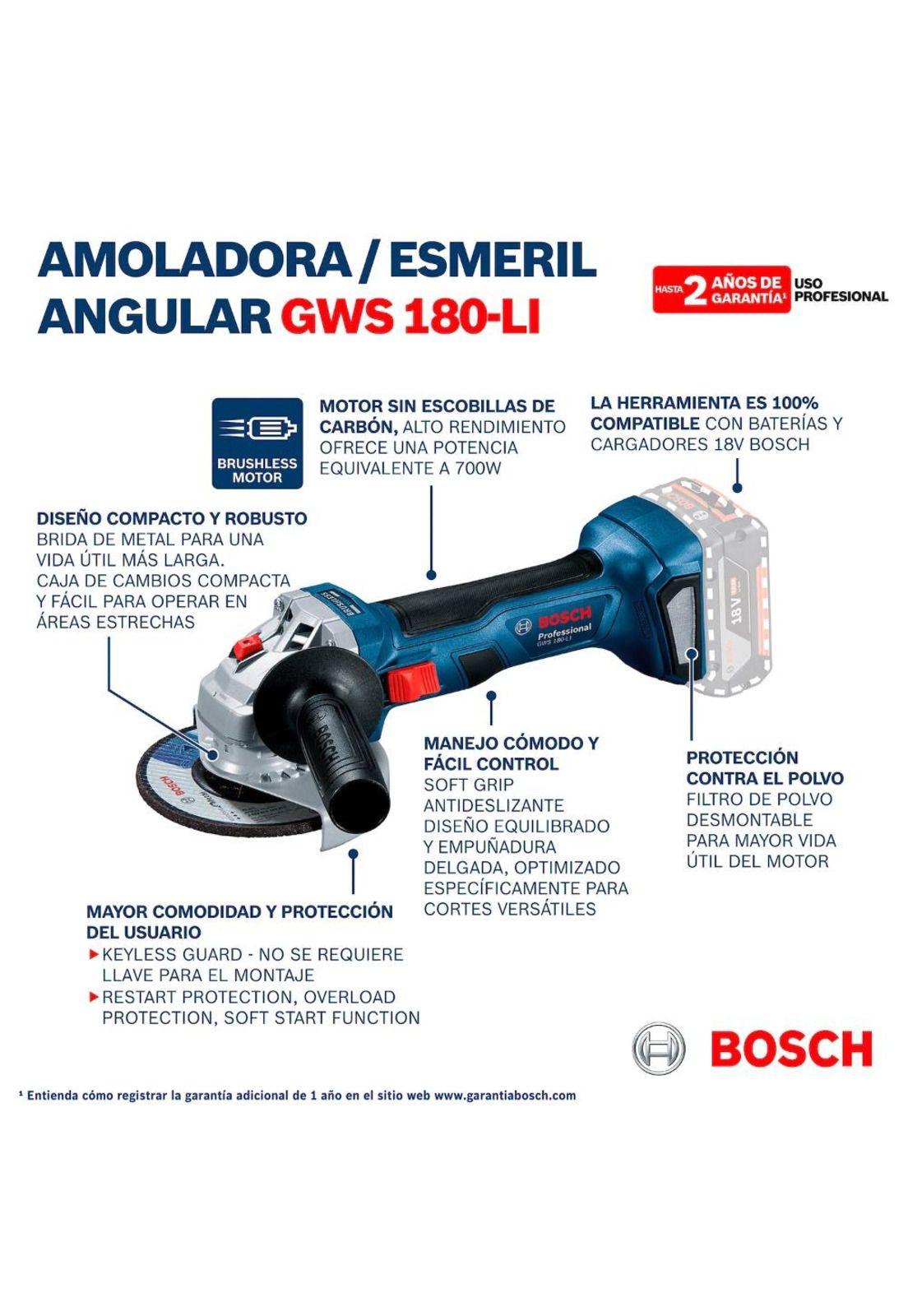 PACK BOSCH 18V TALA PER GSB 185 + ESMERIL 5” GWS | 2 BAT 4.0AH +CAR+BOLSO-5