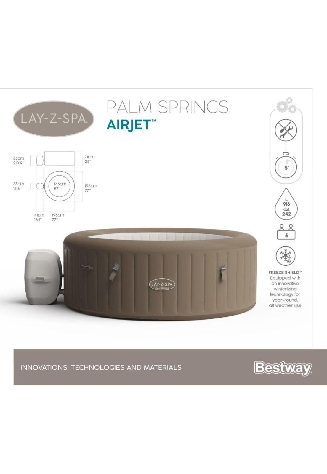 SPA JACUZZI INFLABLE BESTWAY PALM SPRING AIRJET 6 PERSONAS 196 x 71-8