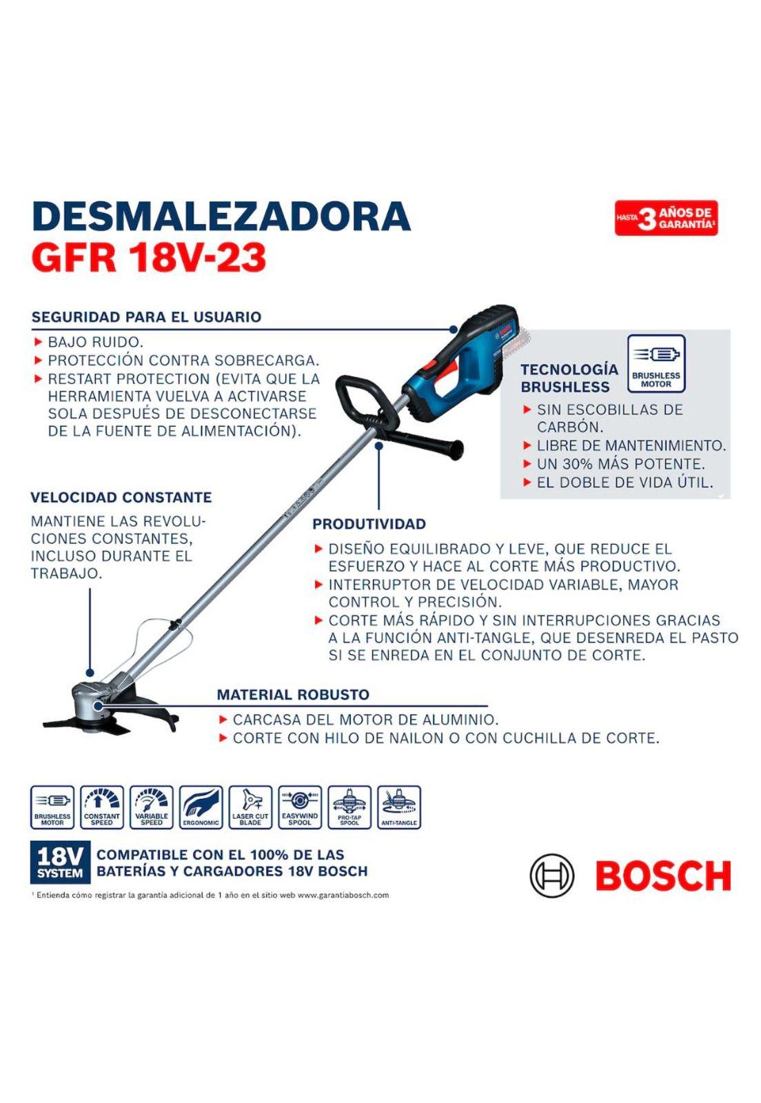 DESBROZADORA BOSCH GFR 18V-23 +BAT 8.0A+CARG-2