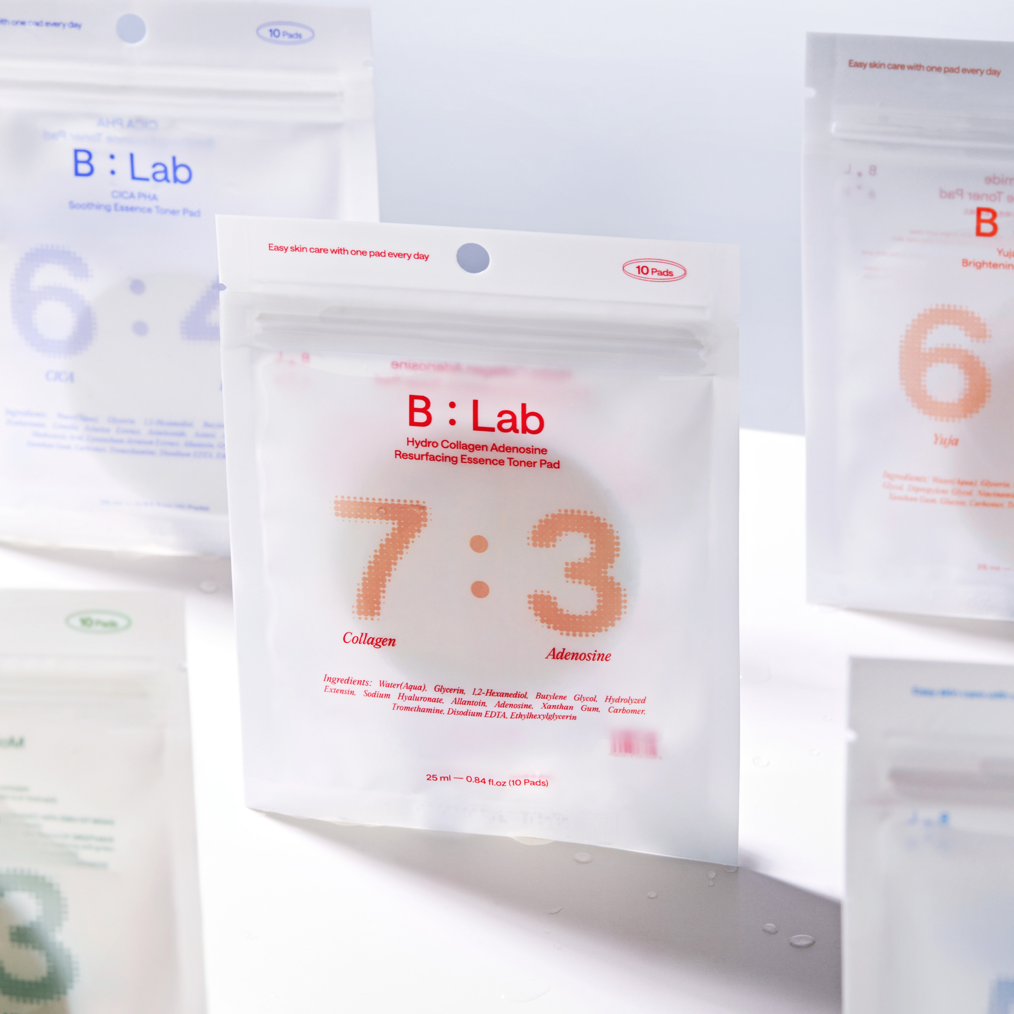 [B : Lab] 7:3 Hydro Collagen Adenosine Resurfacing Essence Toner Pad (10ea)-3