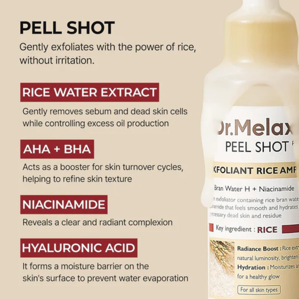 [Dr Melaxin] Peel Shot Exfoliating White Rice Ampoule 80ml-3