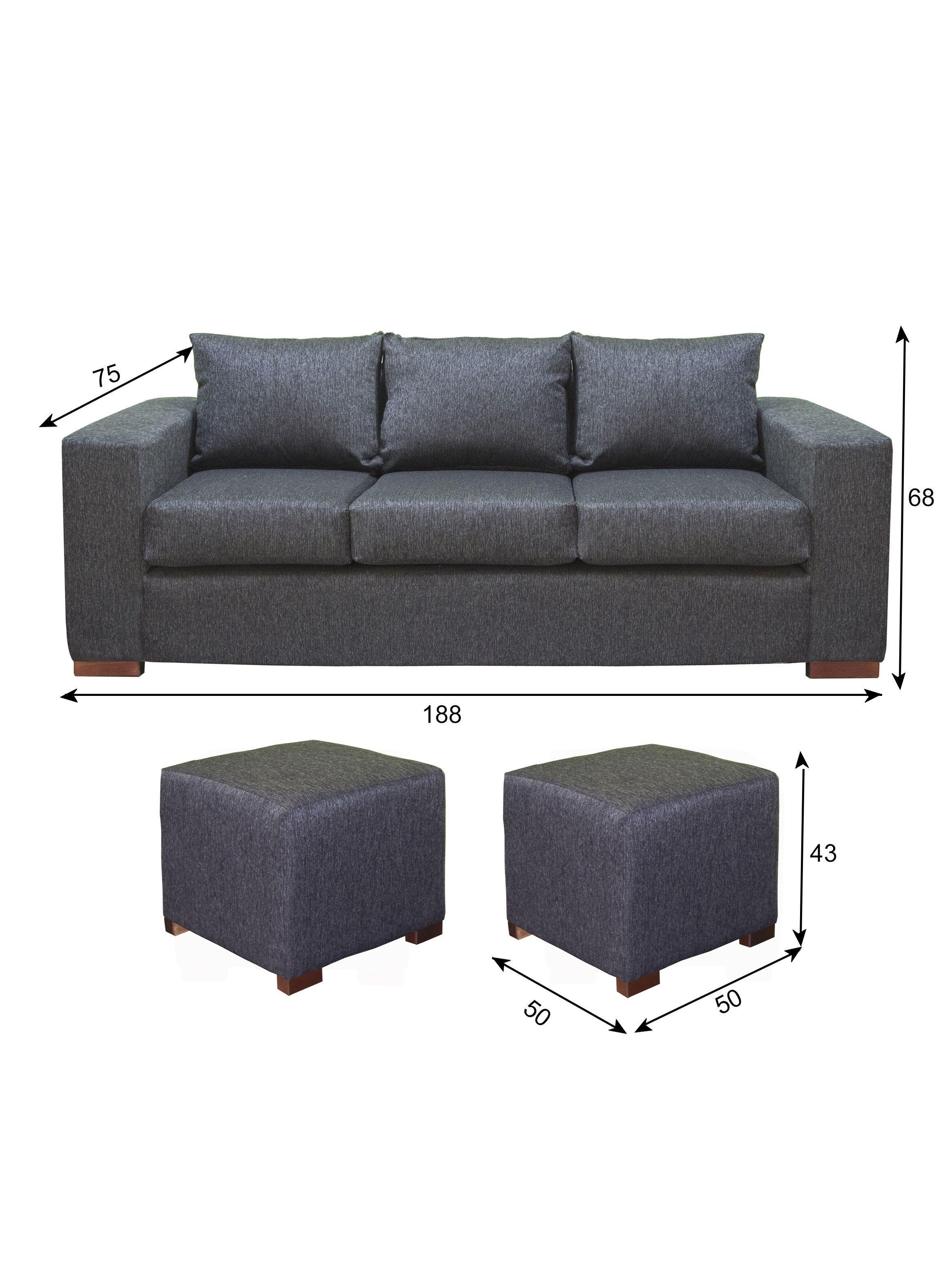 Sofa Cedric 3 Cuerpos + 2 Pouf Marengo-2