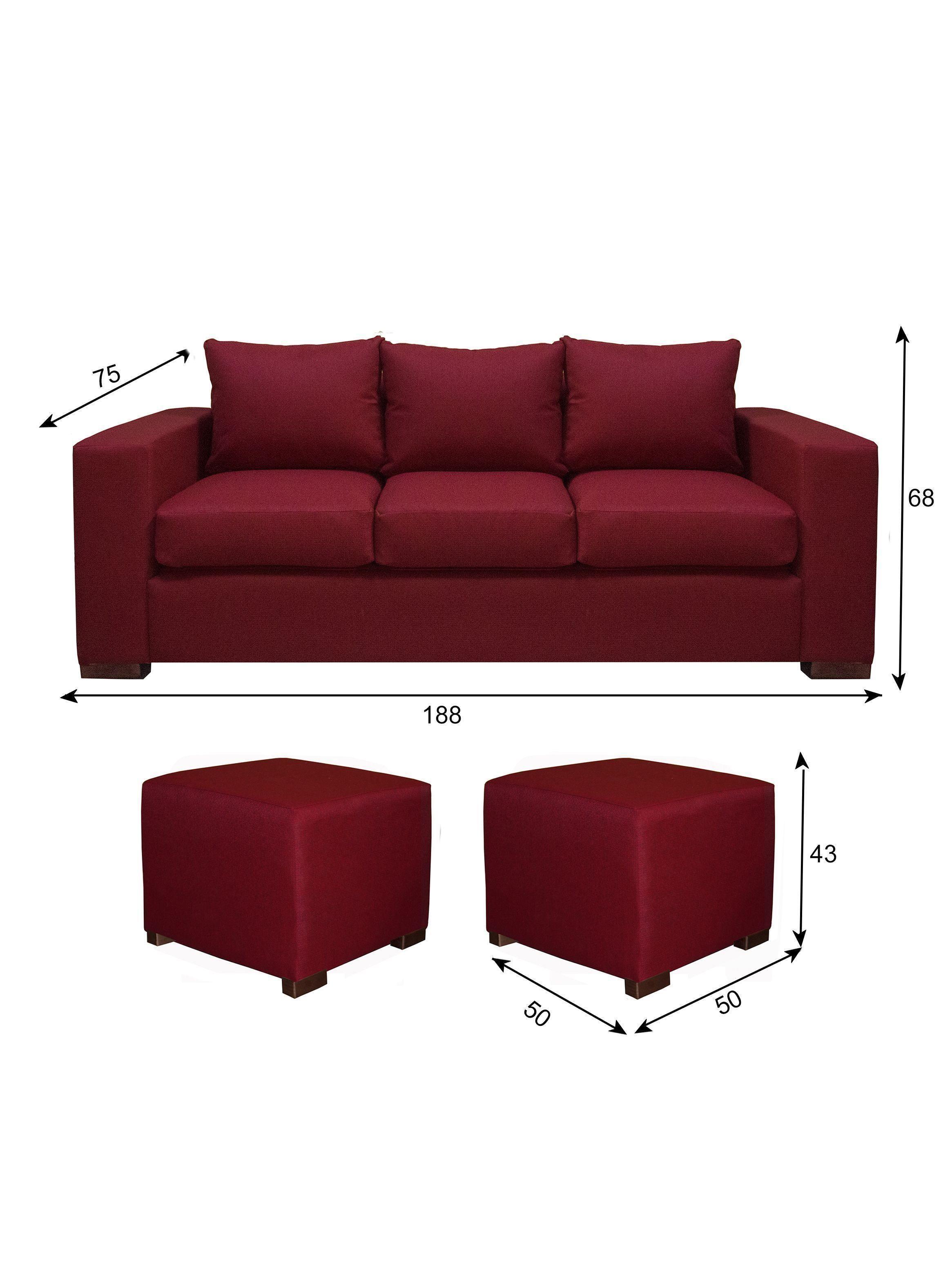 Sofa Cedric 3 Cuerpos + 2 Pouf Berry-3
