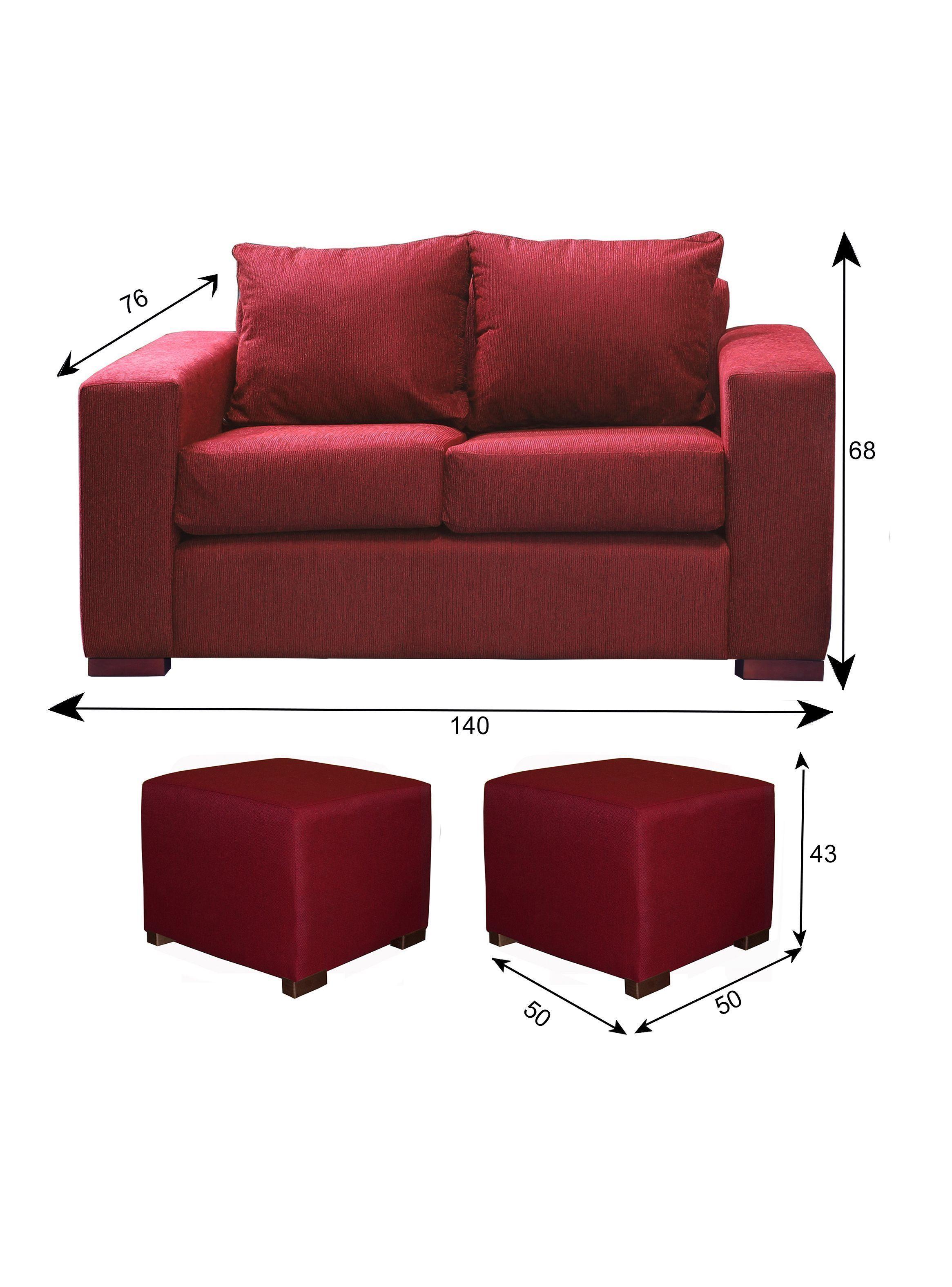 Sofa Cedric 2 Cuerpos + 2 Pouf Berry-3