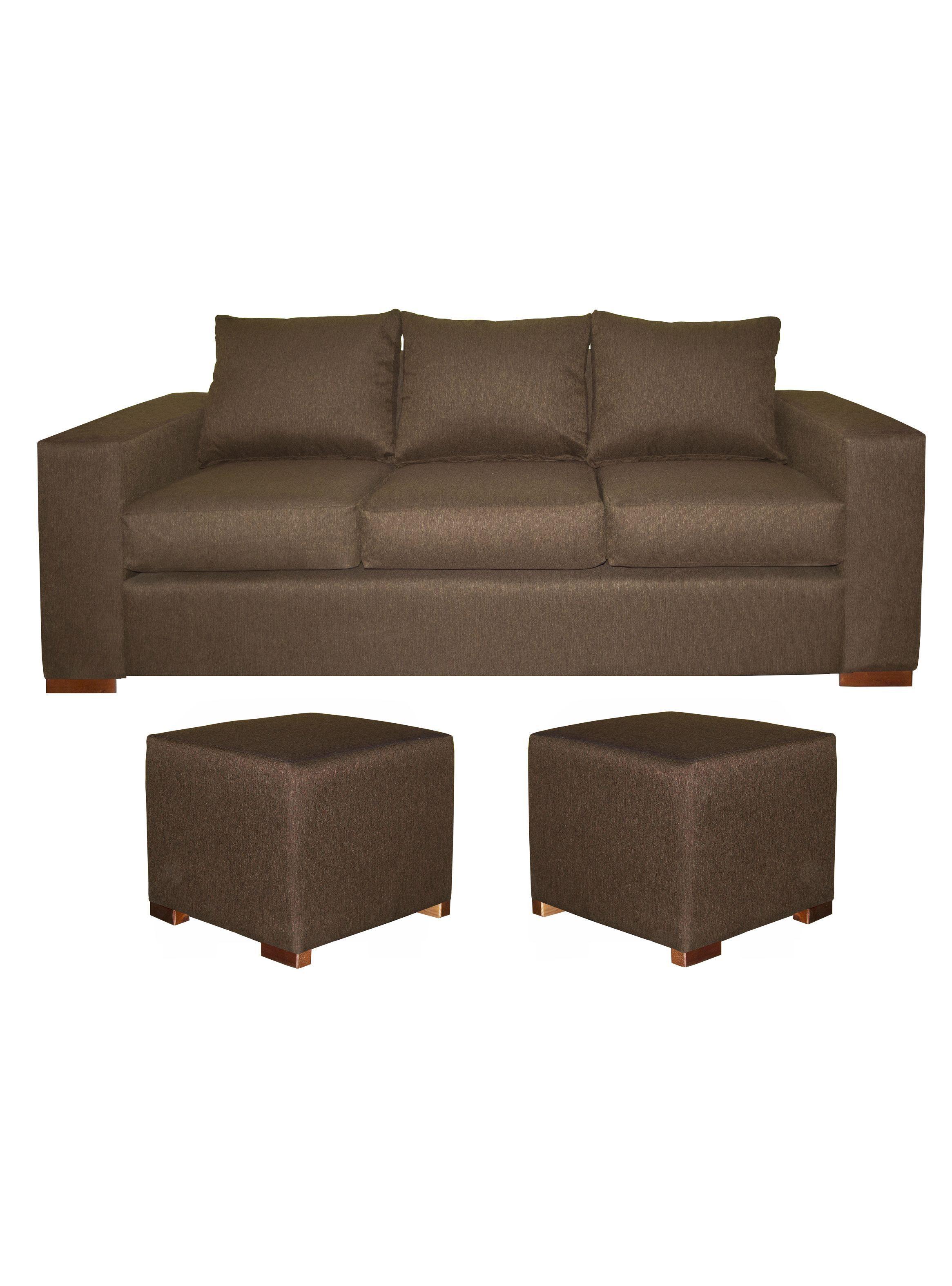 Sofa Cedric 3 Cuerpos +2 Pouf Brown-1
