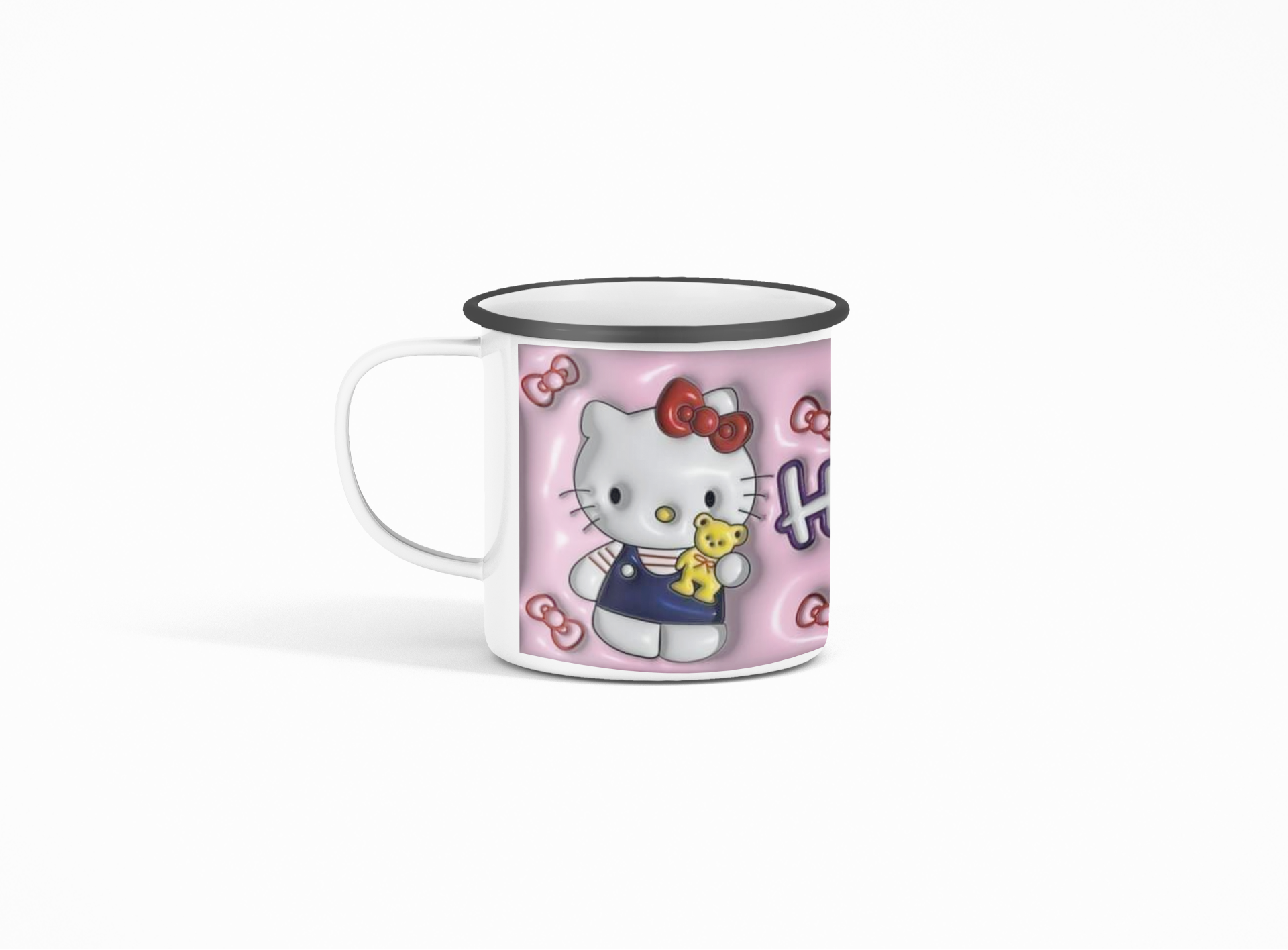      Taza Lechero Enlozado Hello Kitty  Efecto 3d-2