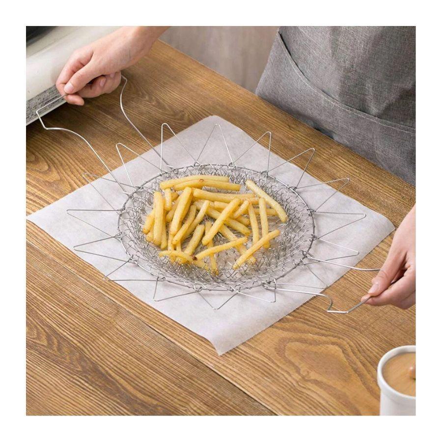 Cesta Plegable Canasta Para Freir Colador Acero Inoxidable-4