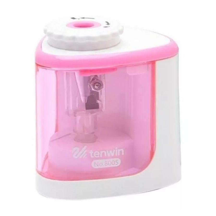 Sacapuntas Eléctrico Con Deposito Automático Con Pilas Rosa-0