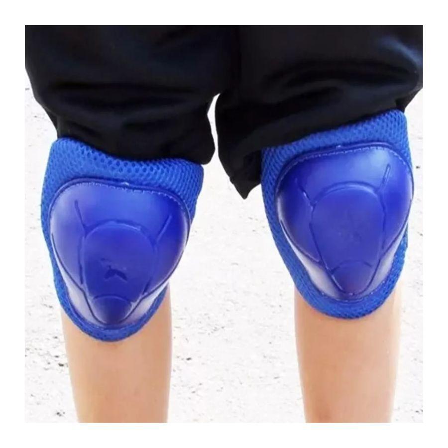 Set Codera Muñequera Rodillera  Protectores Bici Patines Color Azul-3