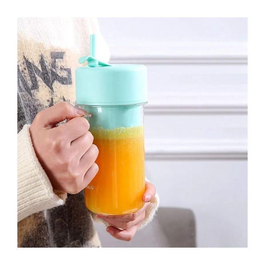 Vaso Botella Licuadora Recargable Juguera Azul-2