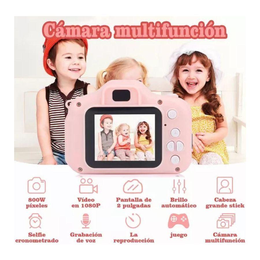 Mini Cámara Niños Fotográfica Digital Rosa-3
