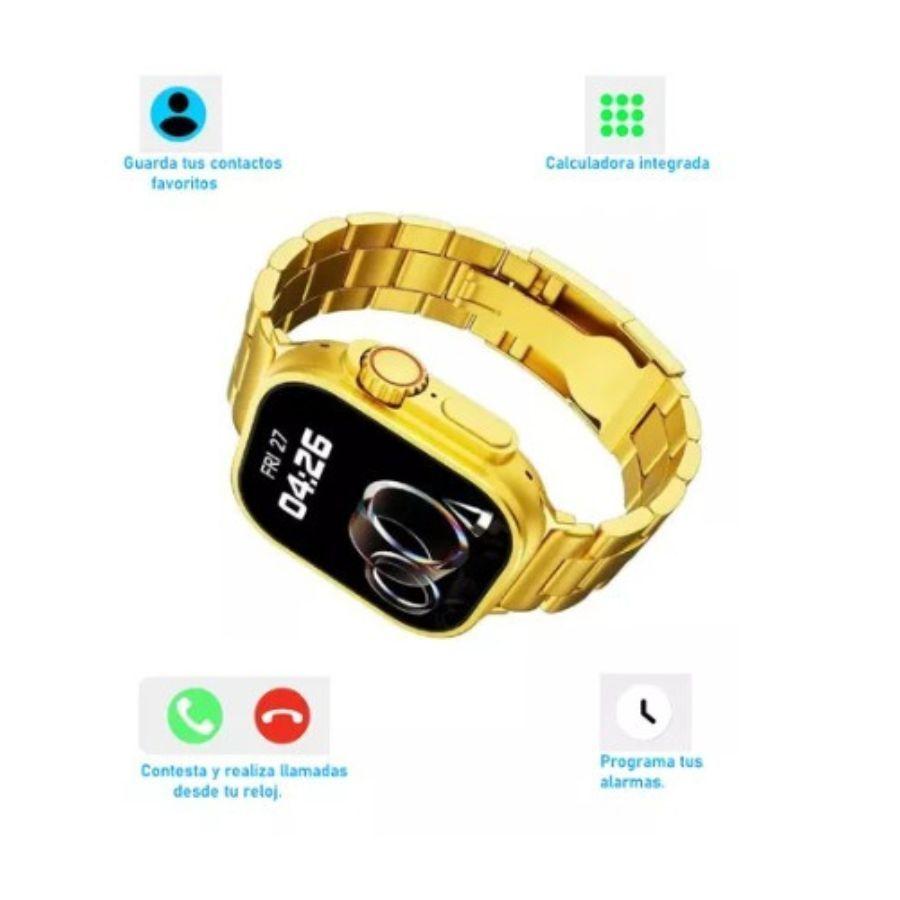 Reloj Smartwatch Inteligente X90 Ultra Max 2 Acero Dorado-4