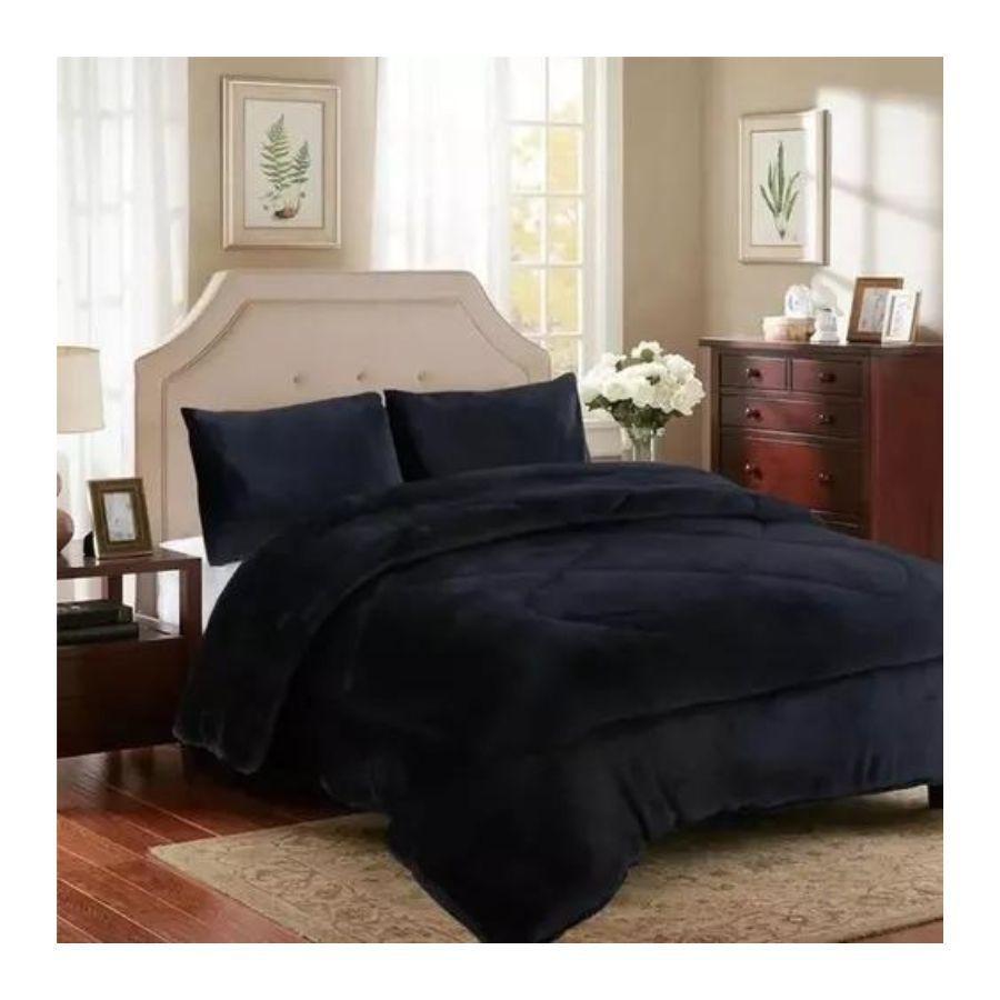 Cobertor Plumon Chiporro 2 Plazas 2 Fundas De Almohada Negro-1