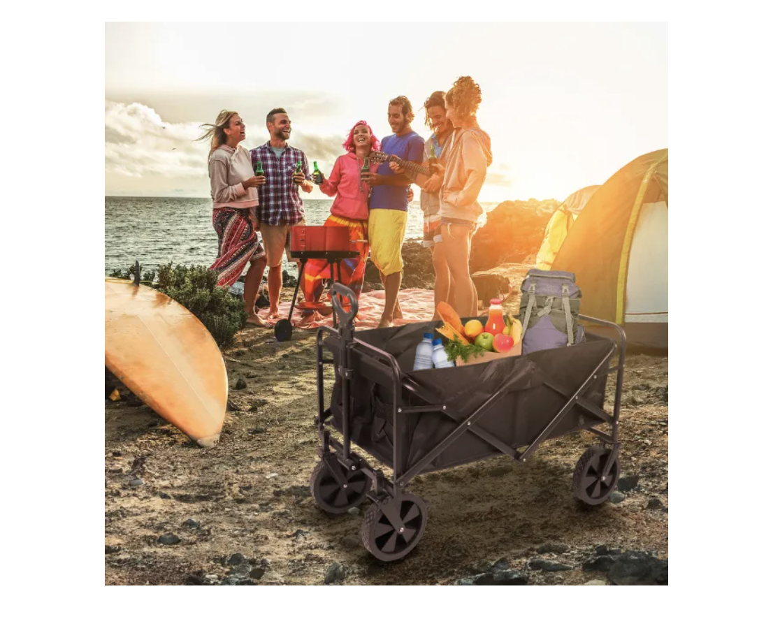 Carrito Plegable Organizador Camping Verano Carga Negro -2