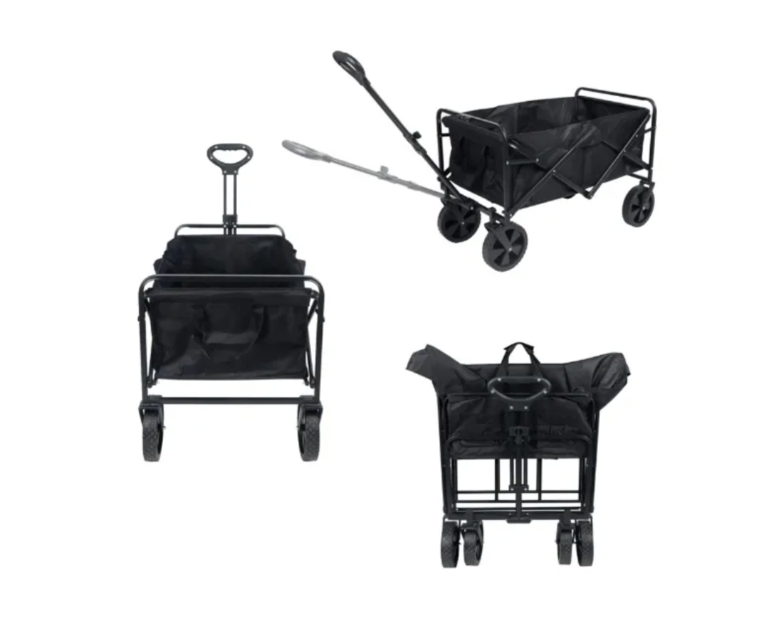 Carrito Plegable Organizador Camping Verano Carga Negro -3
