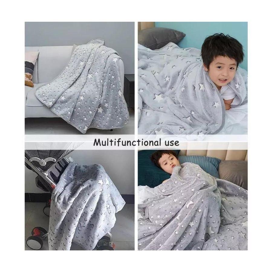 Manta Magica Luminosa Brilla En La Oscuridad 180x110cm Gris-3