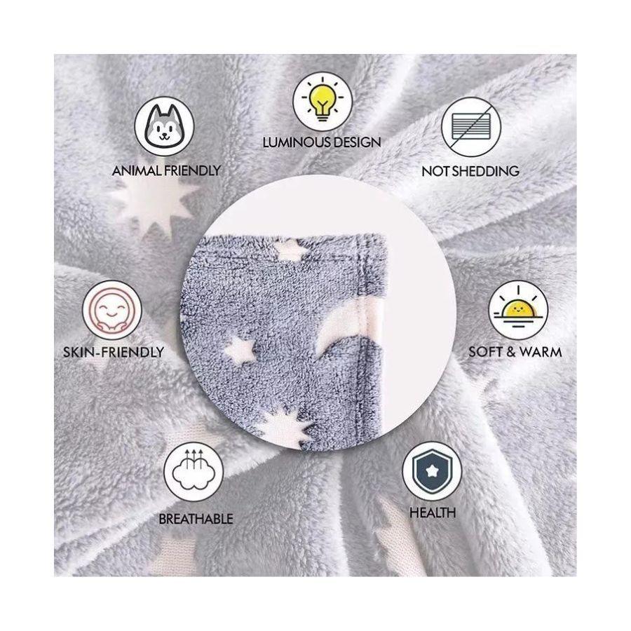 Manta Magica Luminosa Brilla En La Oscuridad 180x110cm Gris-4