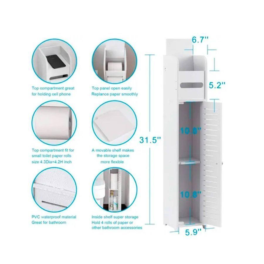 Estante De Baño Organizador Blanco 15x16x80cm-2