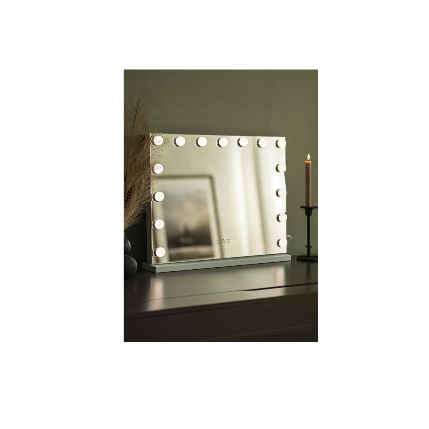 Espejo De Tocador Luces Led Blanco rectangular-2