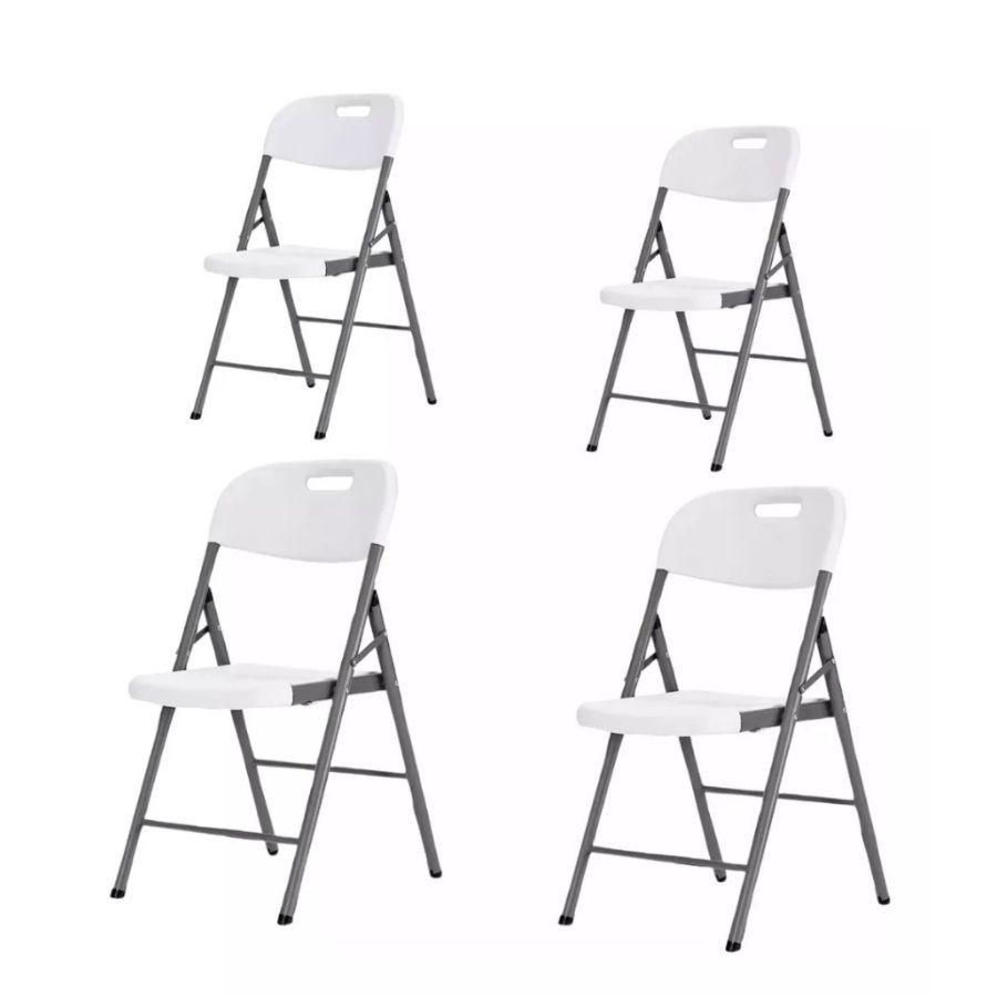 Pack X4 Sillas Plegables De Plástico Para El Hogar fiestas-3