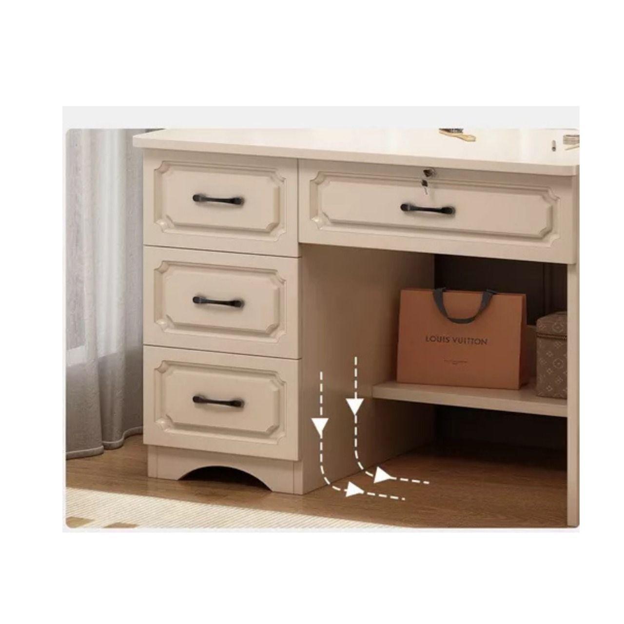 Mesa Tocador De Madera Con Espejo Led y Banco 137x80x40cm-4