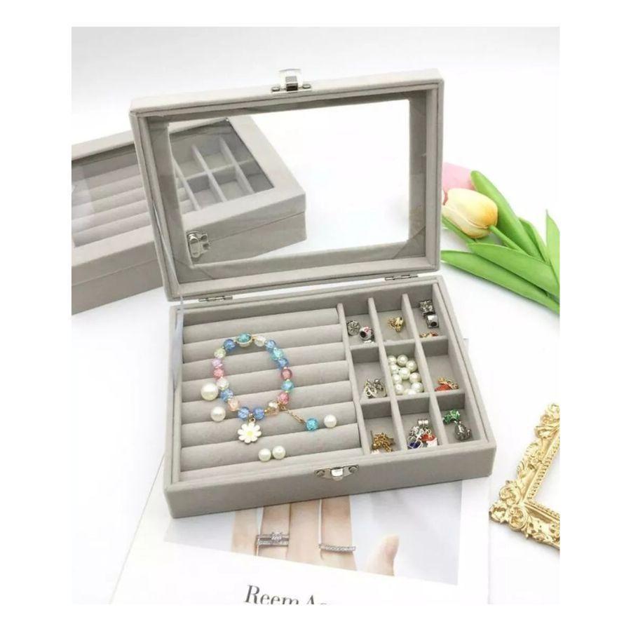 Caja De Almacenamiento Joyeria Caja Anillos Con Boton-2