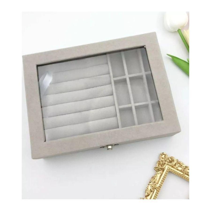 Caja De Almacenamiento Joyeria Caja Anillos Con Boton-3