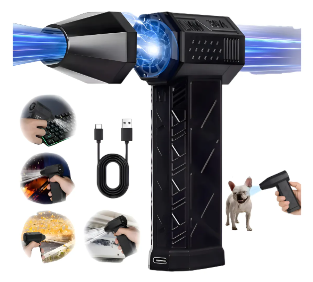 VENTILADOR TURBO SOPLADOR USB 130000 RPM 3 VELOCIDADES 200W RECARGABLE-5