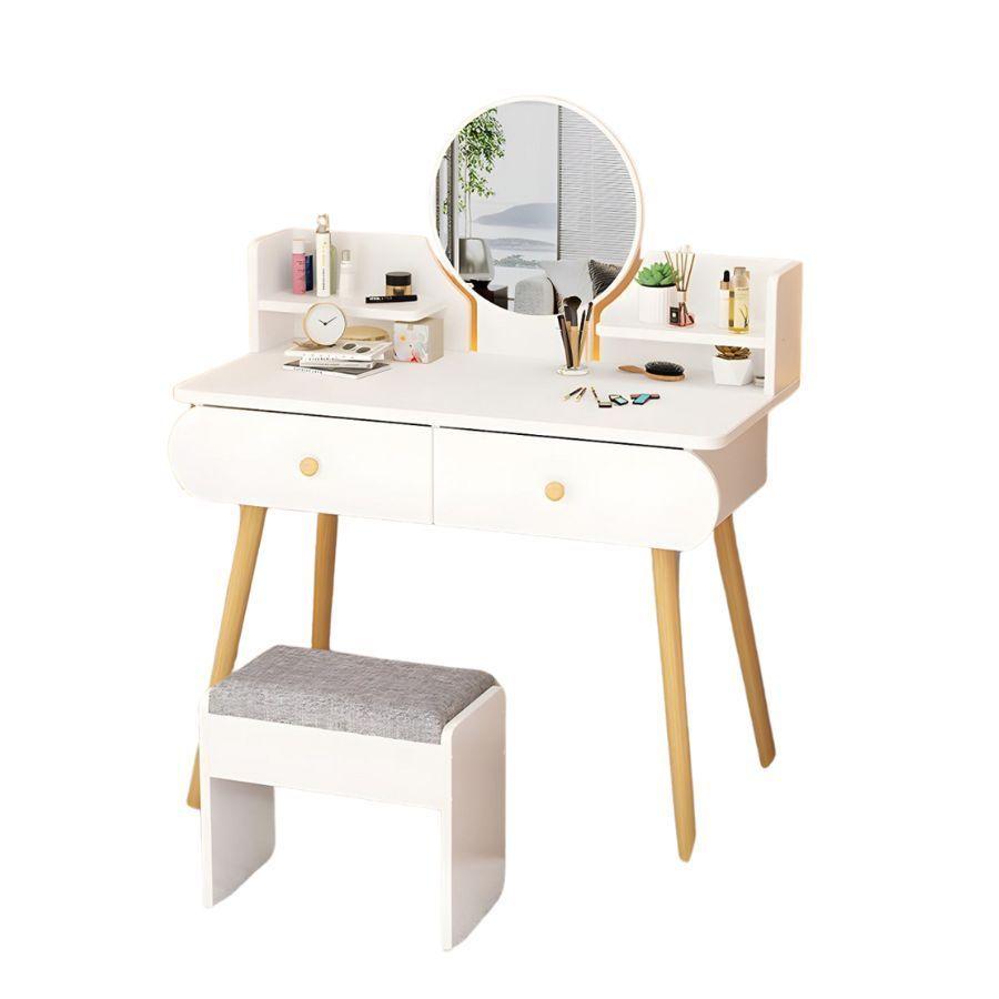 Mesa De Noche Maquillador Escritorio 2 Cajones Espejo-0
