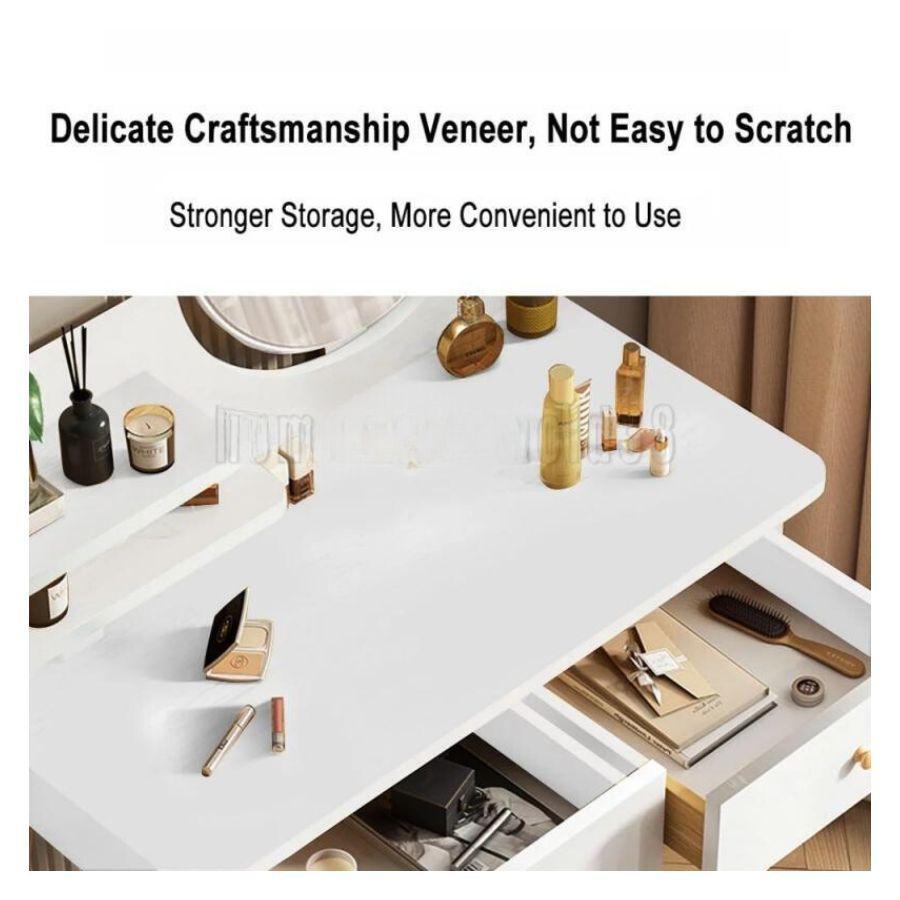 Mesa De Noche Maquillador Escritorio 2 Cajones Espejo-1