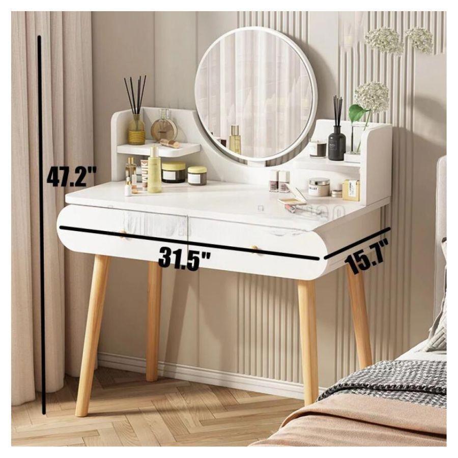 Mesa De Noche Maquillador Escritorio 2 Cajones Espejo-3